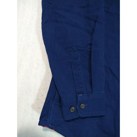 Lands End Mens Flannel Lined Work Shirt Jacket Shacket Navy Blue Size Medium New - Picture 6 of 11